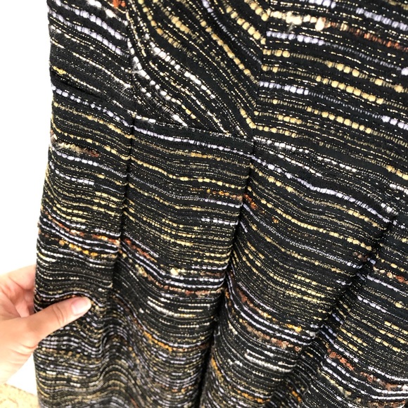 Shoshanna Black Metallic Gold Cocktail Fit Flare Mini Dress 6 Small S - Picture 5 of 13